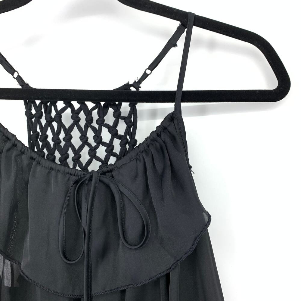 Xhilaration Halter Mini Dress Womens Size Medium Black Lattice Back - Picture 3 of 6